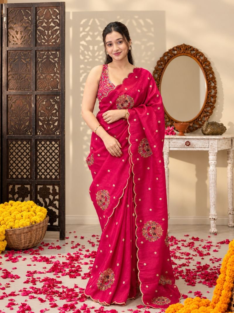 Roselle Silk Organza Saree